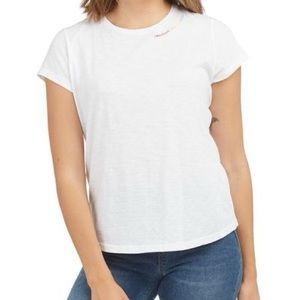 Spanx Small Tee White Slub Embroidered Pima Cotton Graphic Rainbow NWT